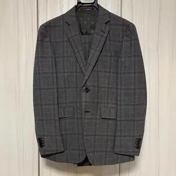 ORIHICA 수트 상하의 셋업 그레이 체크 무늬 수입 90Y4