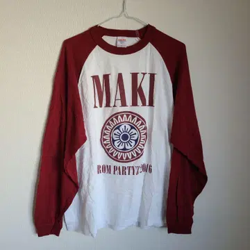 Maki 래글런 White L 사이즈 T셔츠 긴팔 빨간색 로고