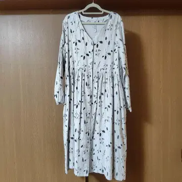 꽃무늬 코튼 혼방 롱 셔츠 원피스