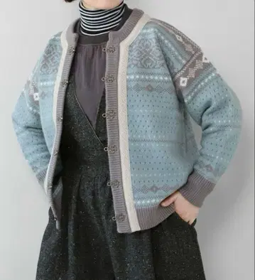 완판템 mumokuteki 셰틀랜드 울 치로리안 니트 가디건