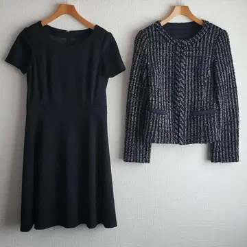 언타이틀 포멀 트위드 재킷 원피스 상하의 세트