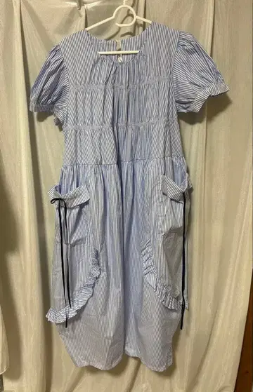 스카이블루 스트라이프 반팔 원피스 새상품