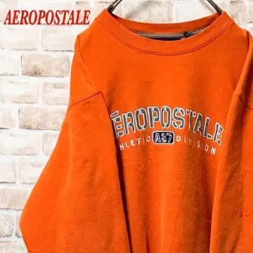 [ 자수 로고 ] AEROPOSTALE 맨투맨 소매 원포인트 자수 오렌지