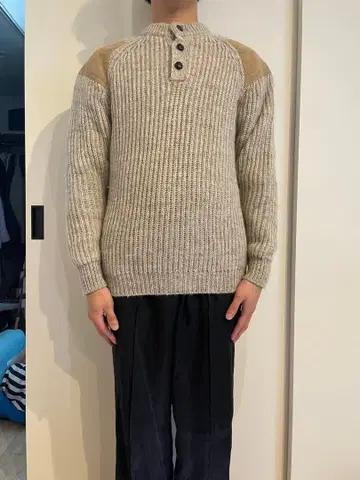 구제 의류_베이지 리브 니트 스웨터