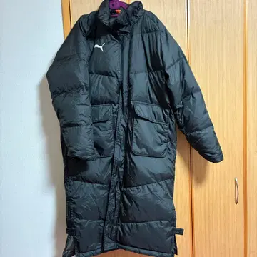 Puma 롱 다운 벤치 코트 블랙