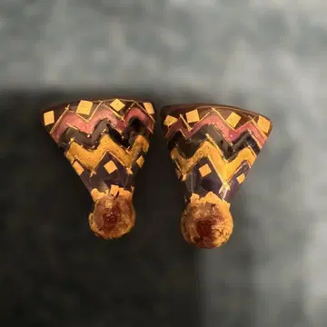 기하학 패턴 귀찌 보라색 노랑