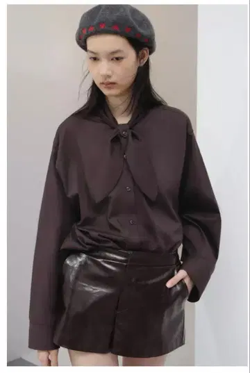 포플린 스카프 셔츠 s 사이즈