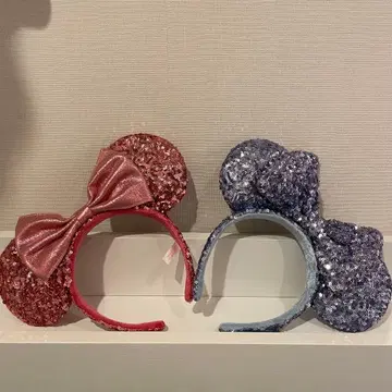 디즈니 미니 스팽글 머리띠 핑크 스카이블루 2개 세트