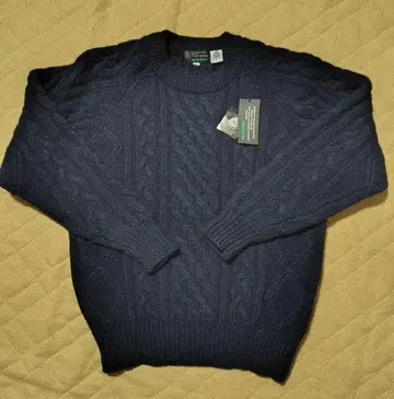 울 100% 네이비 케이블 짜임 스웨터 M 사이즈