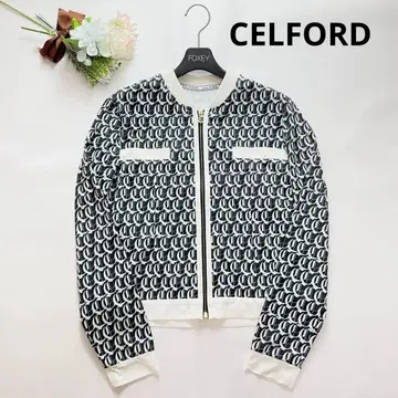 새상품급 셀포드 모노그램 자켓 가디건 올 패턴 블랙 로고 38