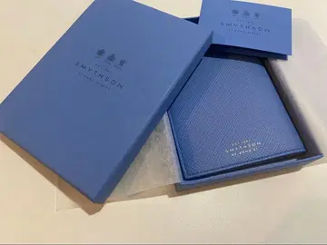 SMYTHSON 블루 가죽 여권 케이스