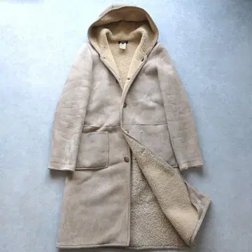 아페쎄 A.P.C. 리얼 무스탕 후디드 코트 롱 기장 S