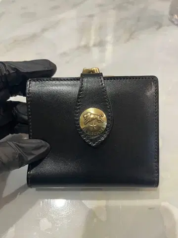 일비종떼 블랙 가죽 가마구치 접이식 지갑