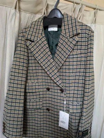 Ameri Vintage 체크 무늬 더블 브레스트 자켓