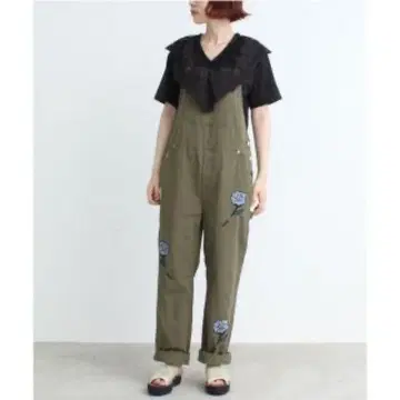 [ didizizi ] 장미 자수 오버롤 살로펫 카키