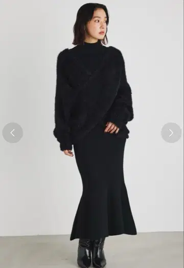 rienda 카슈쿨 니트 셋업 원피스 블랙 FREE