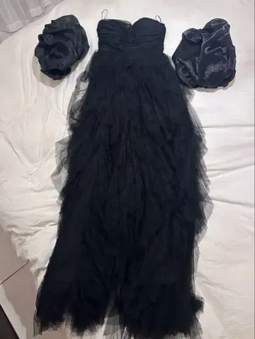 [SHEIN] (미사용 새상품) 소매 달린 튤 드레스 블랙