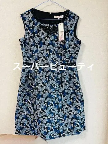 택 포함 새상품 슈퍼 뷰티 블루 꽃무늬 비쥬 원피스 사이즈 40