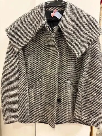 ESTNATION 울 혼방 화이트 블랙 트위드 자켓