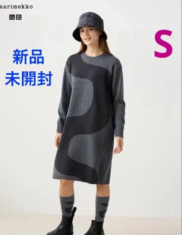 [ 새상품 미사용 ] 유니클로 마리메꼬 라무 크루넥 원피스 그레이 S