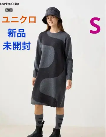 [ 새상품 미사용 ] 유니클로 마리메꼬 라무 크루넥 원피스 그레이 S