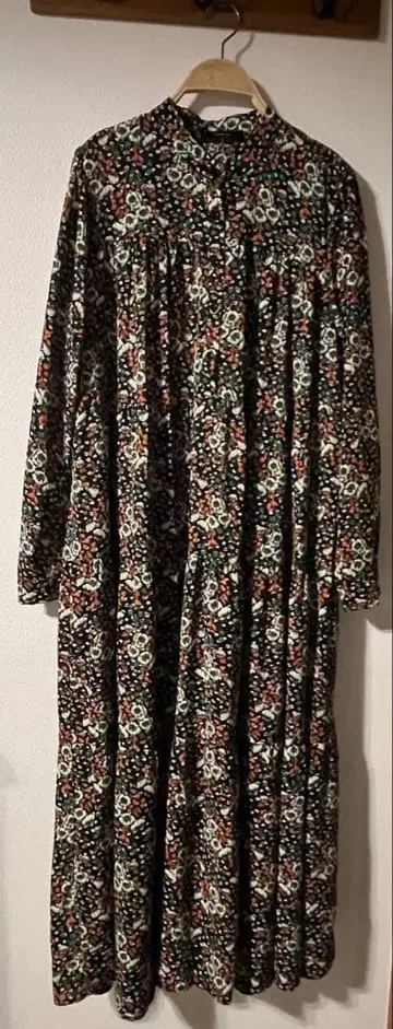 멜라주 melange 레트로 꽃무늬 티어드 원피스