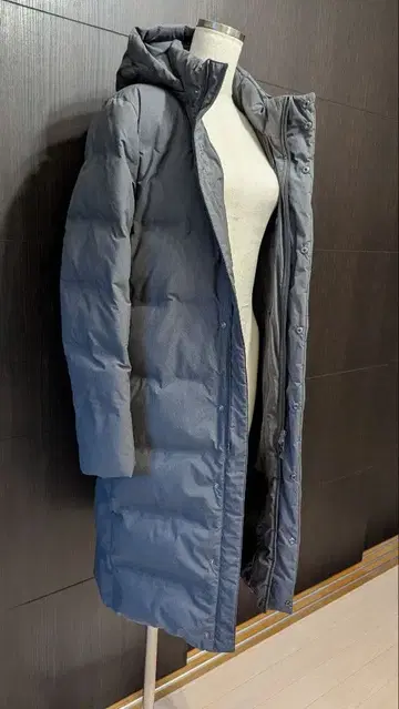 후드 부착 롱 다운 자켓 심리스 그레이 유니클로