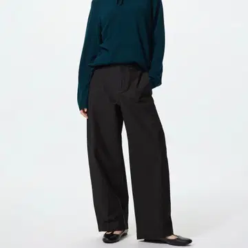 UNIQLO 저지 배럴 레그 팬츠 블랙 표준 기장 S