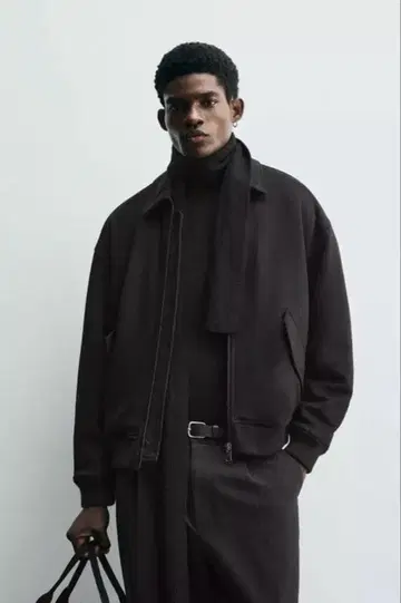 ZARA 페이크 스웨이드 퀼팅 자켓 블랙