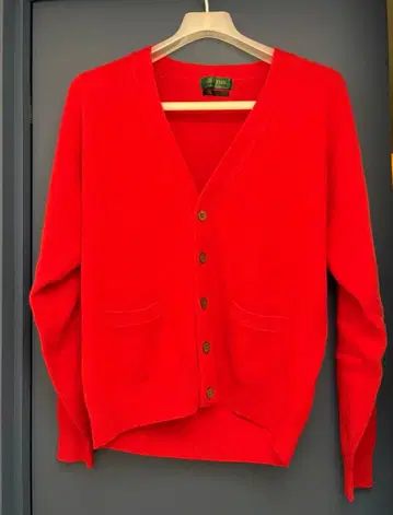 Lynx 캐시미어 100% 레드 빨간색 V넥 가디건 M