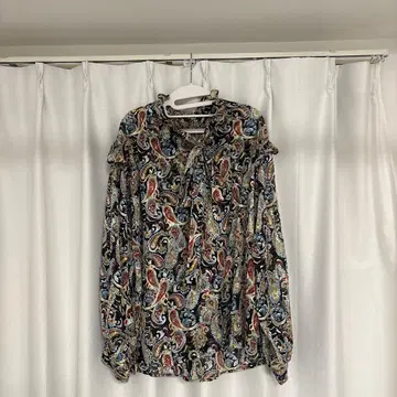 페이즐리 무늬 긴팔 블라우스