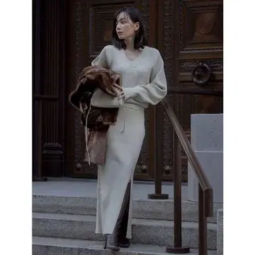 리브 니트 셋업