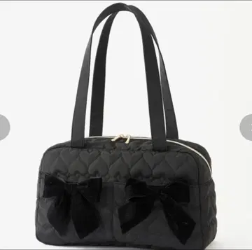 시마무라 아오키 미사코 숄더백 핸드백 리본 블랙