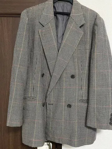 체크 무늬 더블 브레스트 테일러드 자켓