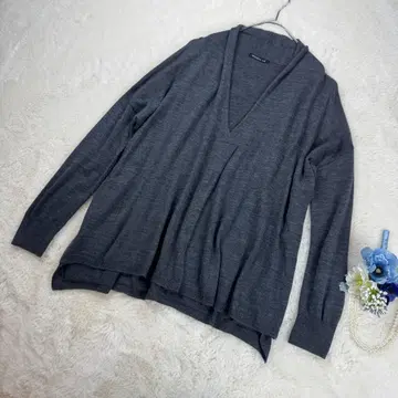 mizuiroind 하이 게이지 울 니트 V넥 오버사이즈