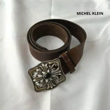 MICHEL KLEIN Y2K 가죽 벨트 크로스 버클 그런지