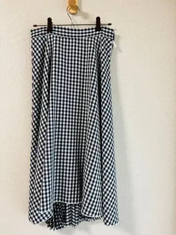 미사용 새상품 깅엄 체크 스커트 뒷부분 플리츠 전후 차이 스커트