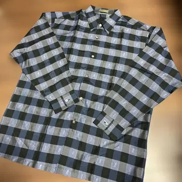 SUNKOKU 실크 100% 긴팔 셔츠 체크 무늬