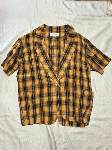 레트로 구제 의류 vintage 빈티지 가디건 오렌지 체크 쇼와