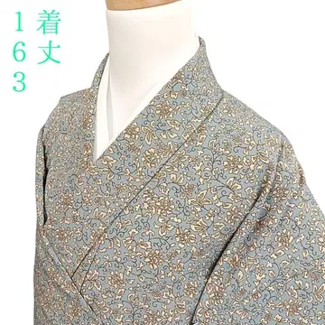 W94 기모노 이중 기모노 기장 163cm 화학 섬유 꽃 파랑