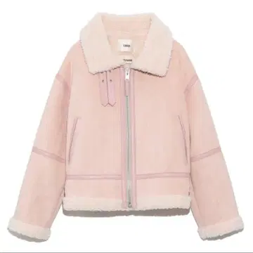 새상품 퍼 페이크 무스탕 레더라이크 봄버 자켓 핑크