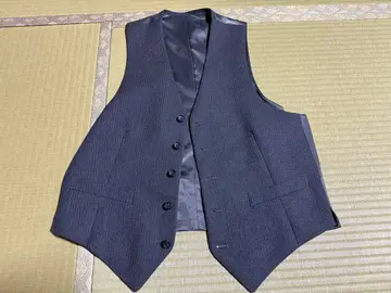 80년대 빈티지 다크 그레이 스트라이프 수트 베스트