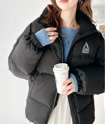 거의 미사용 클래식 엘프 충전솜 페이크 다운 오버 사이즈 자켓 XL 블랙