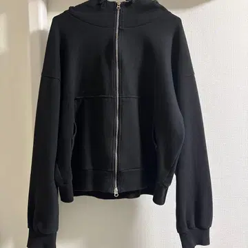 snatch 블랙 후드 부착 지퍼 후드티