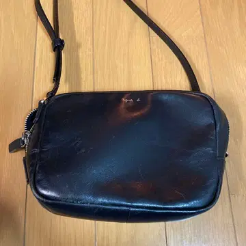 아네스베 여성용 블랙 가죽 숄더백