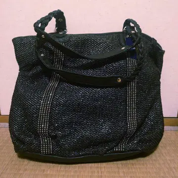 MONICA 블랙 토트백 뜨개질 핸들