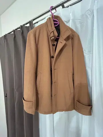 TAKAQ 브라운 울 코트 M