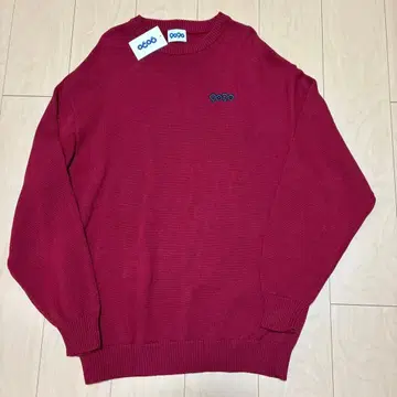 9090 크루넥 니트 스웨터 와인 레드 XL 미사용 새상품