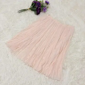 NATURAL BEAUTY 플리츠 스커트 더스티 핑크 플레어 페미닌