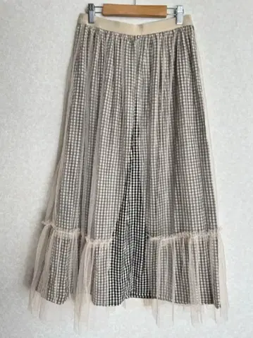 미사용 사만사 모스모스 이중 레이스 체크 스커트 F